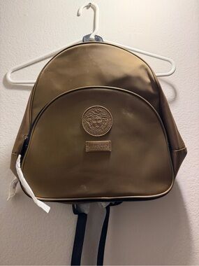 Versace Collection Olive Brown Medusa Logo Backpack